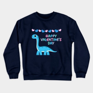 Kids Happy Valentines Day Dinosaur Crewneck Sweatshirt